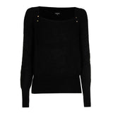 BLACK STUDDED RECTANGULAR NECK PULLOVER