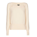 BEIGE STUDDED RECTANGULAR NECK PULLOVER