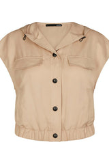 LYOCELL HOODED SLEEVELESS JACKET