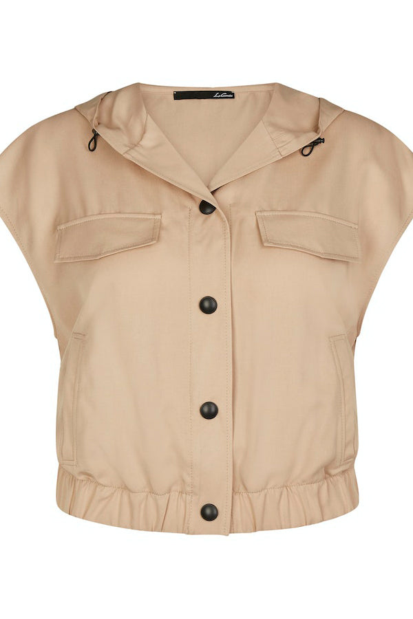 LYOCELL HOODED SLEEVELESS JACKET