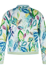 PASTEL ALLOVER LEAF PRINT ZIPPED JACKET