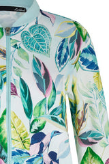 PASTEL ALLOVER LEAF PRINT ZIPPED JACKET