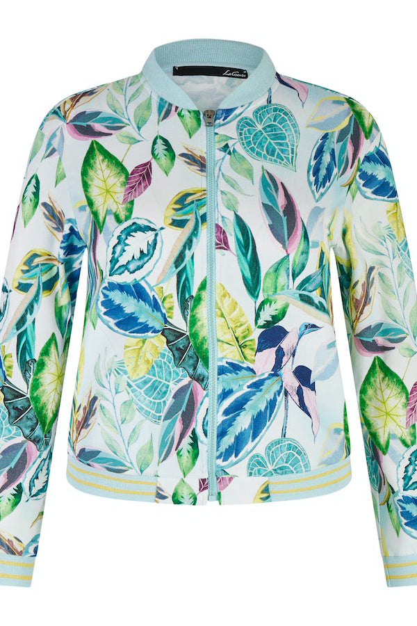 PASTEL ALLOVER LEAF PRINT ZIPPED JACKET