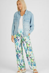 PASTEL ALLOVER LEAF PRINT TROUSERS