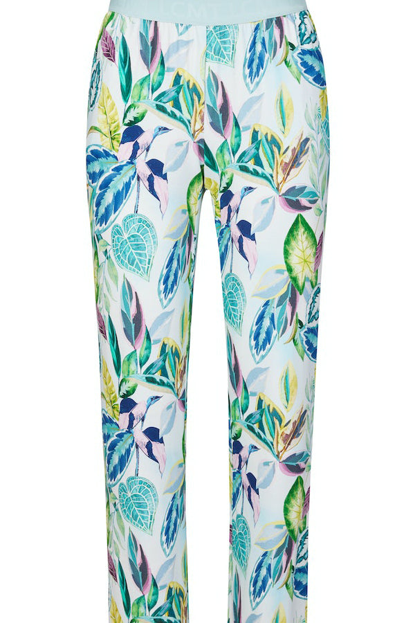 PASTEL ALLOVER LEAF PRINT TROUSERS