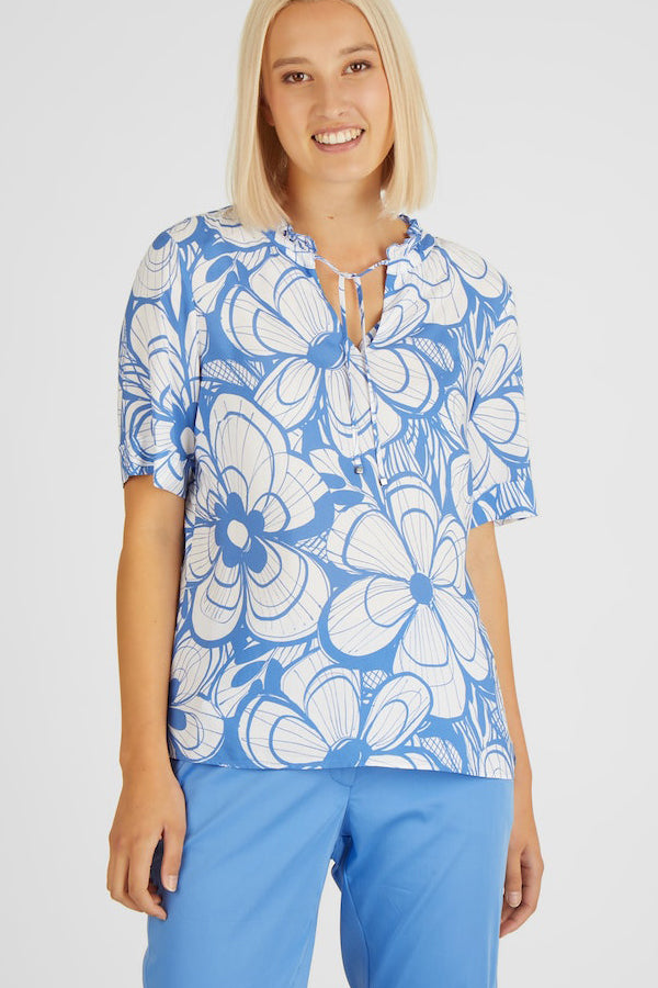 AZURE FLORAL PRINT BLOUSE