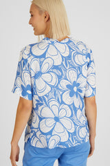 AZURE FLORAL PRINT BLOUSE