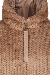 BROWN FAUX-FUR TEDDY JACKET