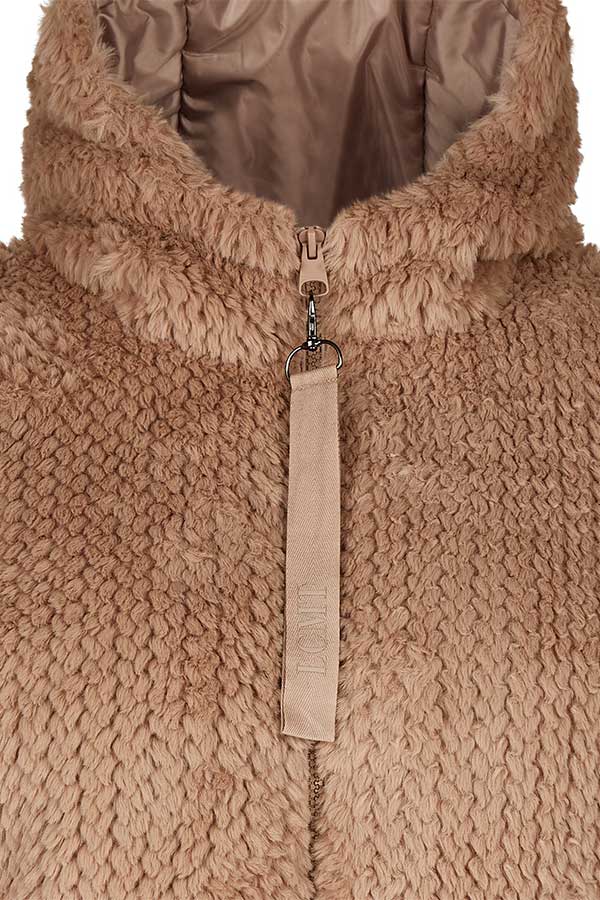 BROWN FAUX-FUR TEDDY JACKET