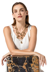 MULTILAYER BEADED GOLD NECKLACE