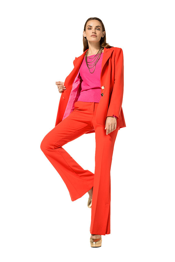 RED BOOTCUT SUIT TROUSERS