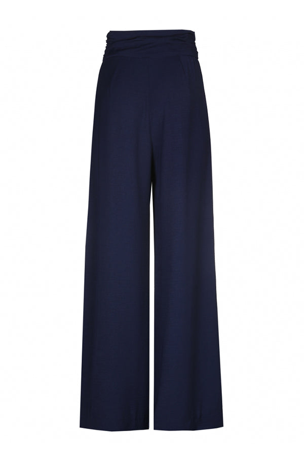 NIGHT BLUE LOOSE HIGH WAIST WIDE TROUSERS