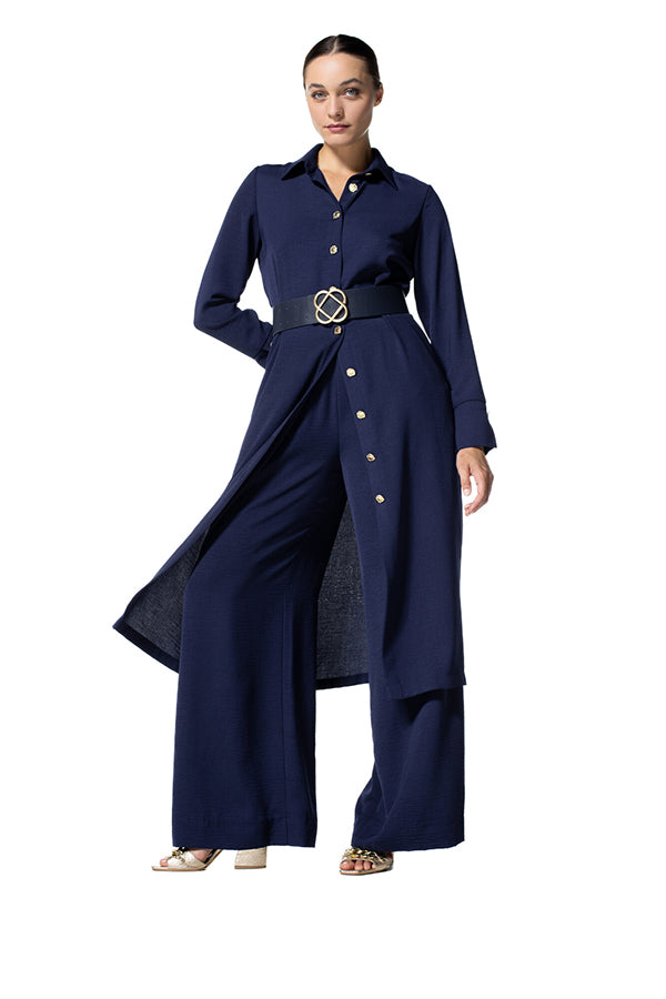 NIGHT BLUE LOOSE HIGH WAIST WIDE TROUSERS