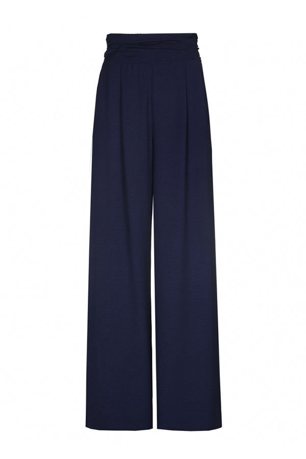 NIGHT BLUE LOOSE HIGH WAIST WIDE TROUSERS