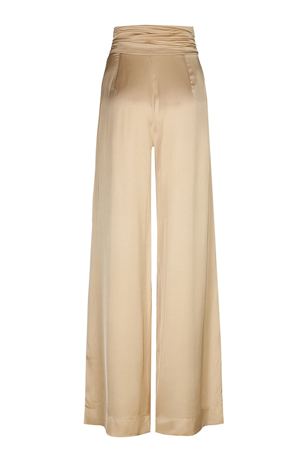 SHINY LOOSE HIGH WAIST WIDE DRESSY TROUSERS