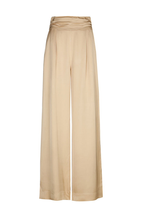 SHINY LOOSE HIGH WAIST WIDE DRESSY TROUSERS