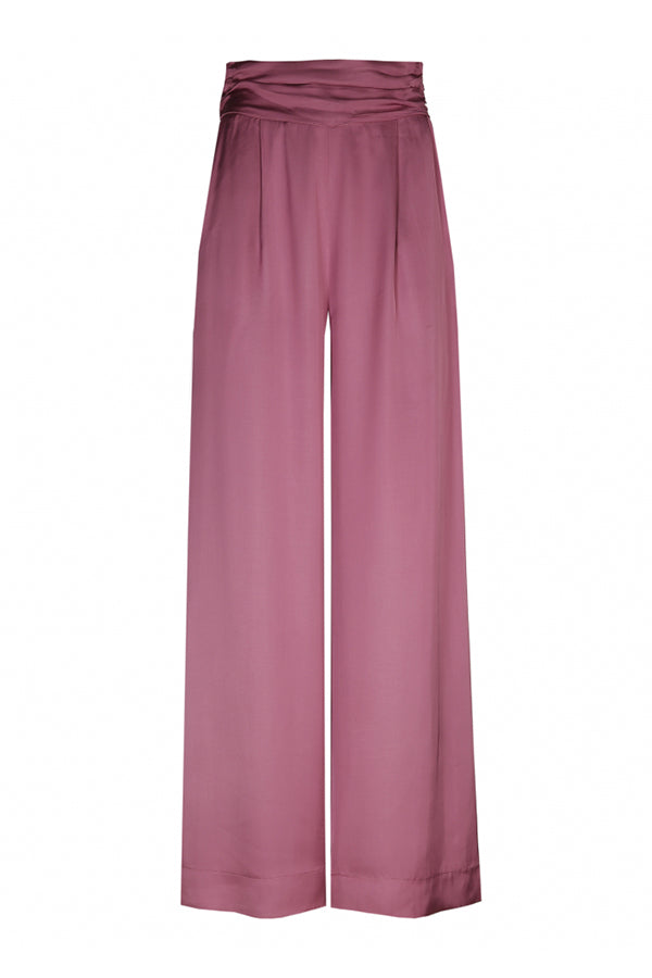 SHINY LOOSE HIGH WAIST WIDE DRESSY TROUSERS