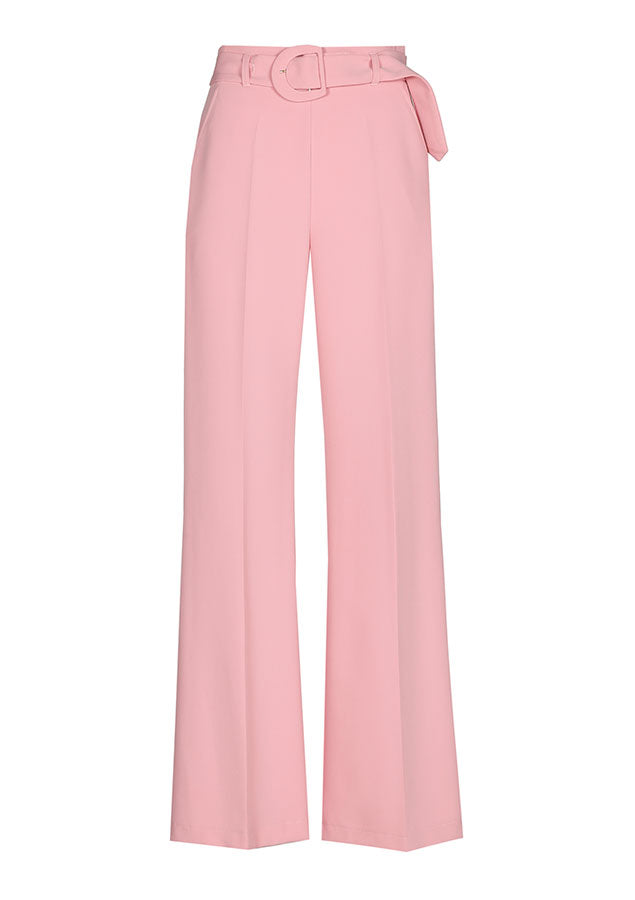 PINK BELTED WIDE TROUSERS