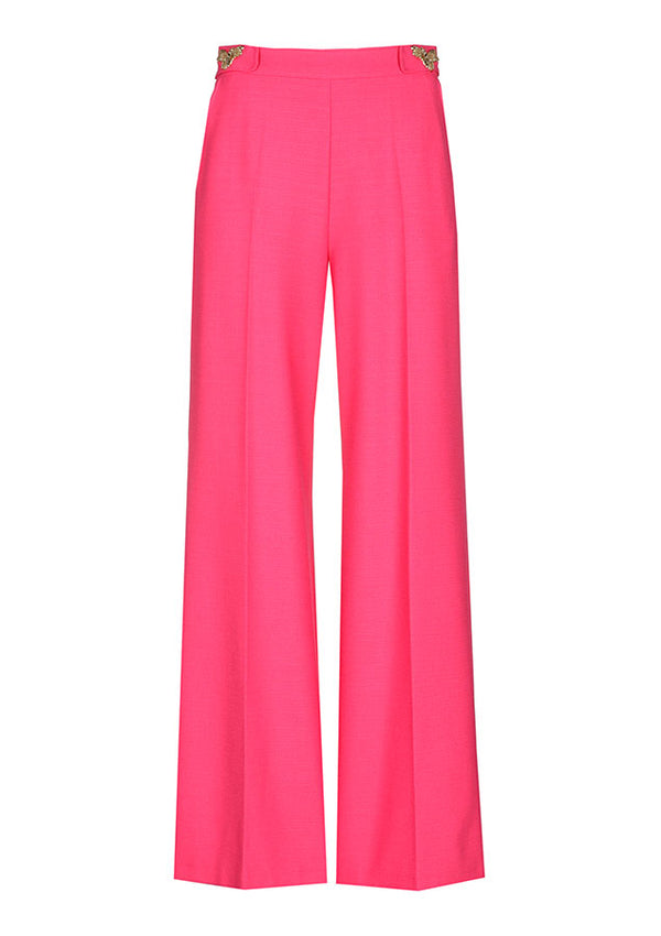 HOT PINK BUTTERFLY DETAIL STRAIGHT TROUSERS