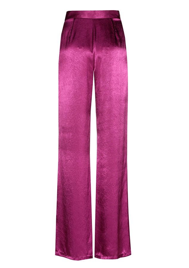 MAGENTA LOOSE-FIT SHINY TROUSERS