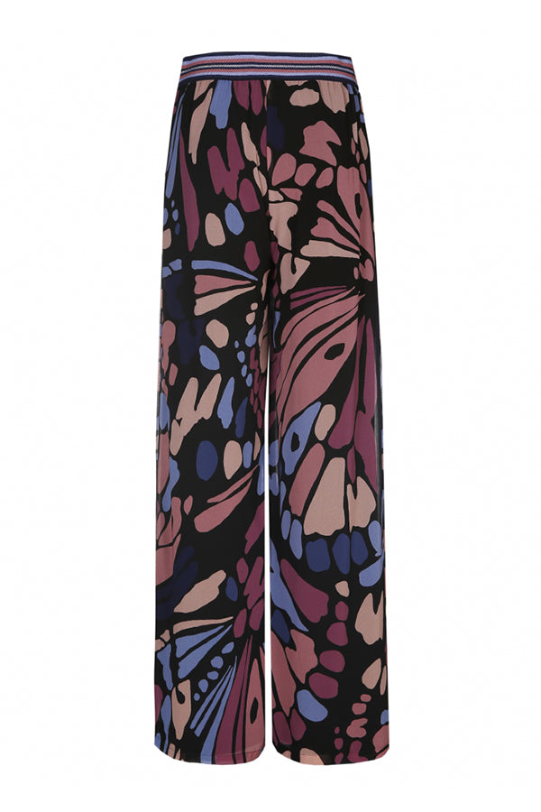 BUTTERFLY PRINT LOOSE WIDE TROUSERS