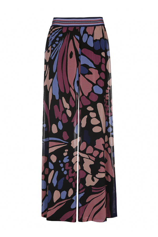 BUTTERFLY PRINT LOOSE WIDE TROUSERS