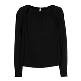 BLACK FRONT CUT-OUT LOOSE BLOUSE