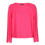 HOT PINK PLEATED SLIT CUFF TOP