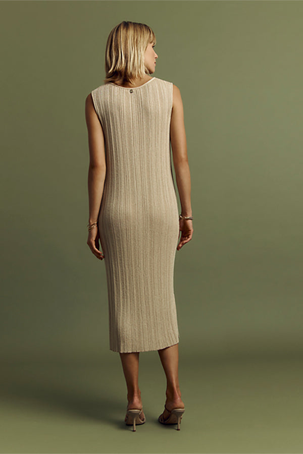 OLYMPE IRIDESCENT RIB KNIT TUBE DRESS