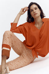 PAPAYE ORANGE PRINTED TROUSER