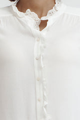 COLOMBE EMBROIDERED RUFFLE BLOUSE