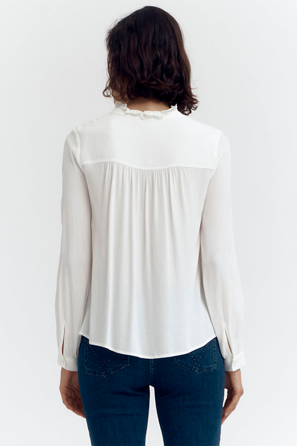 COLOMBE EMBROIDERED RUFFLE BLOUSE