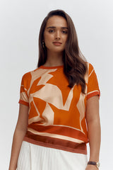 ALIBI ORANGE PRINTED T-SHIRT