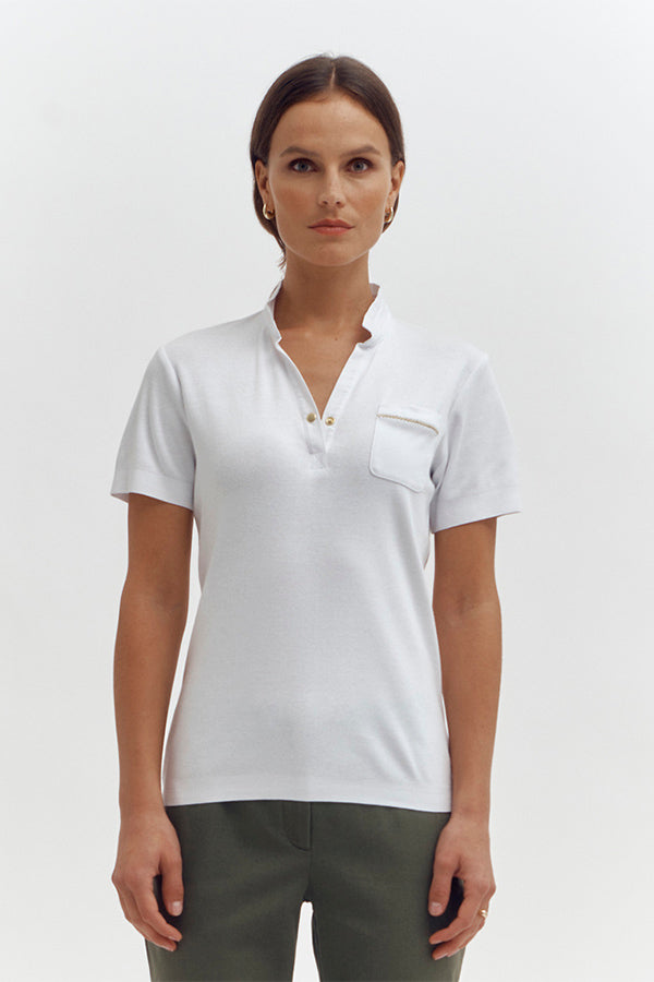 TITCHY87 WHITE POLO T-SHIRT