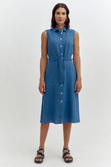 RHUBARBE SLEEVELESS LINEN DRESS