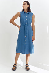 RHUBARBE SLEEVELESS LINEN DRESS