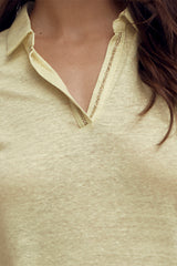 TOLEDO87 YELLOW IRIDESCENT LINEN POLO T-SHIRT