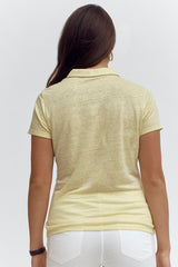 TOLEDO87 YELLOW IRIDESCENT LINEN POLO T-SHIRT