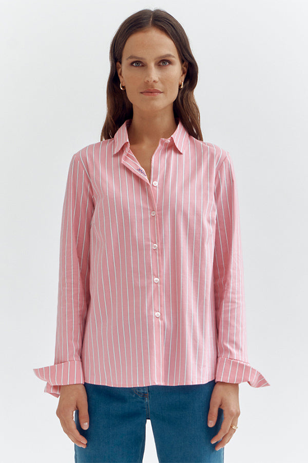 CYCLAMEN PINK STRIPED SHIRT