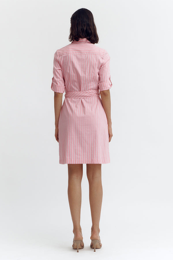 ROSE STRIPED SHIRT DRESS