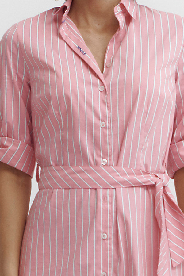 ROSE STRIPED SHIRT DRESS