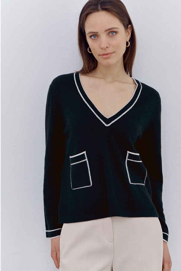 ALL-BLACKS TWO TONE CASHMERE BLEND SWEATER