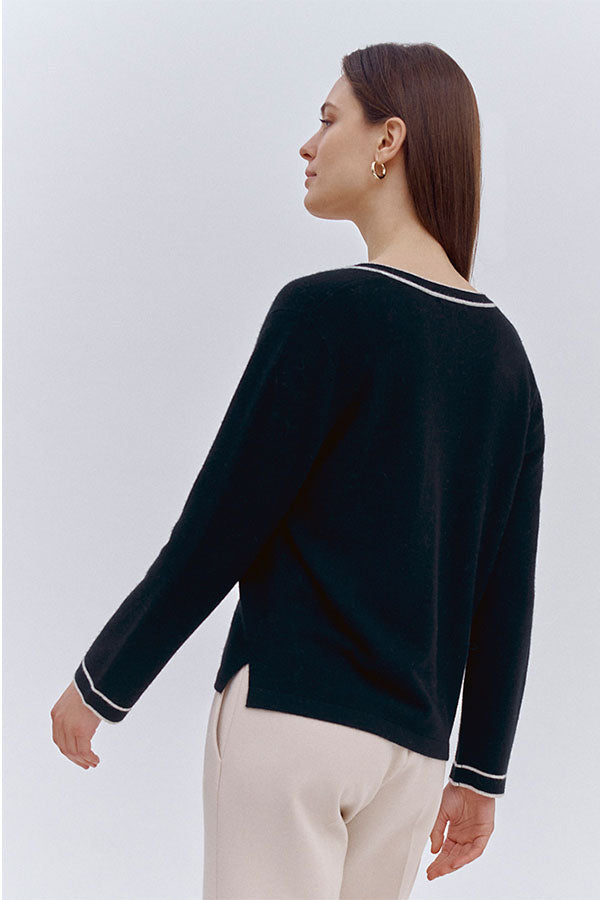 ALL-BLACKS TWO TONE CASHMERE BLEND SWEATER