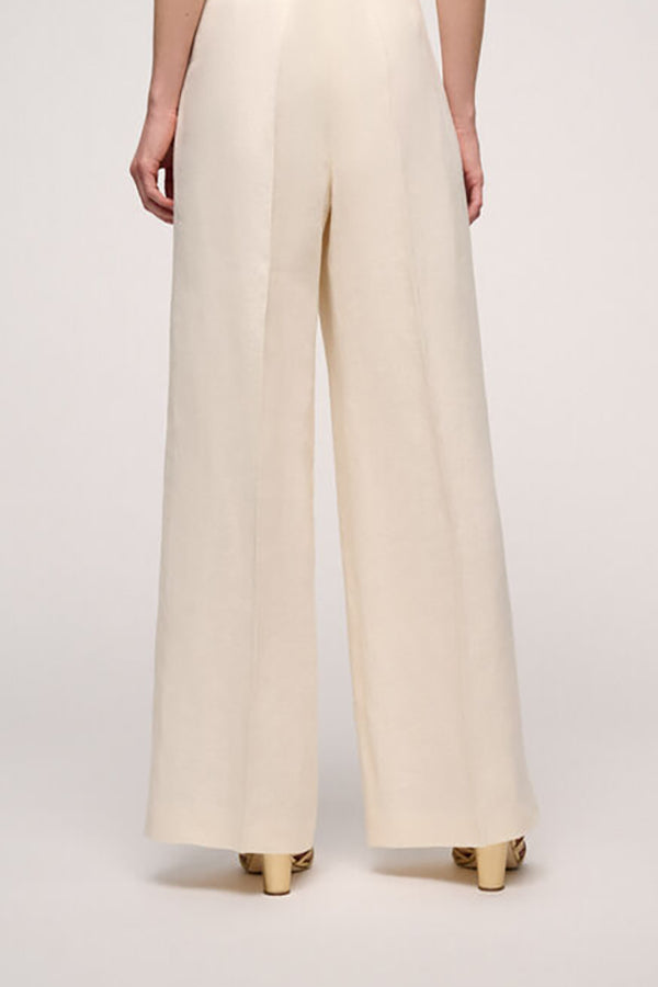 ATTRICE OFF-WHITE WIDE LINEN TROUSERS