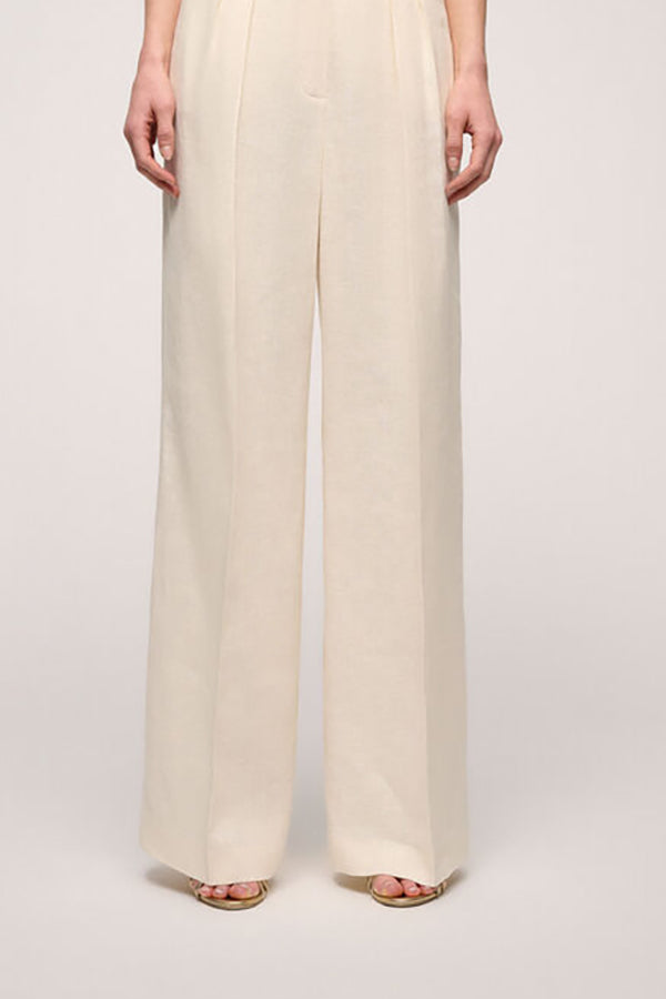 ATTRICE OFF-WHITE WIDE LINEN TROUSERS