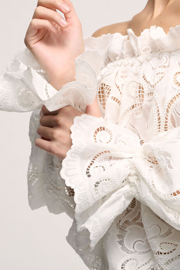 BAGAGLIO WHITE EMBROIDERED BLOUSE