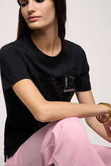 BALCONATA BLACK LOGO EMBROIDERED T-SHIRT