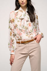 BALENO FLORAL PRINT SILK BLOUSE