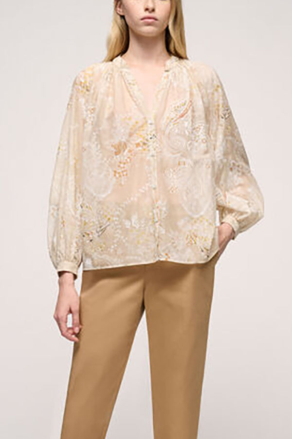 BENEFICIO BEIGE PAISLEY PRINT BLOUSE