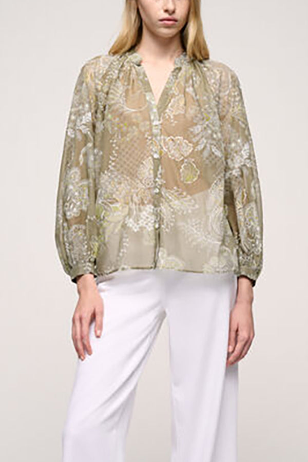 BENEFICIO KAKI PAISLEY PRINT BLOUSE